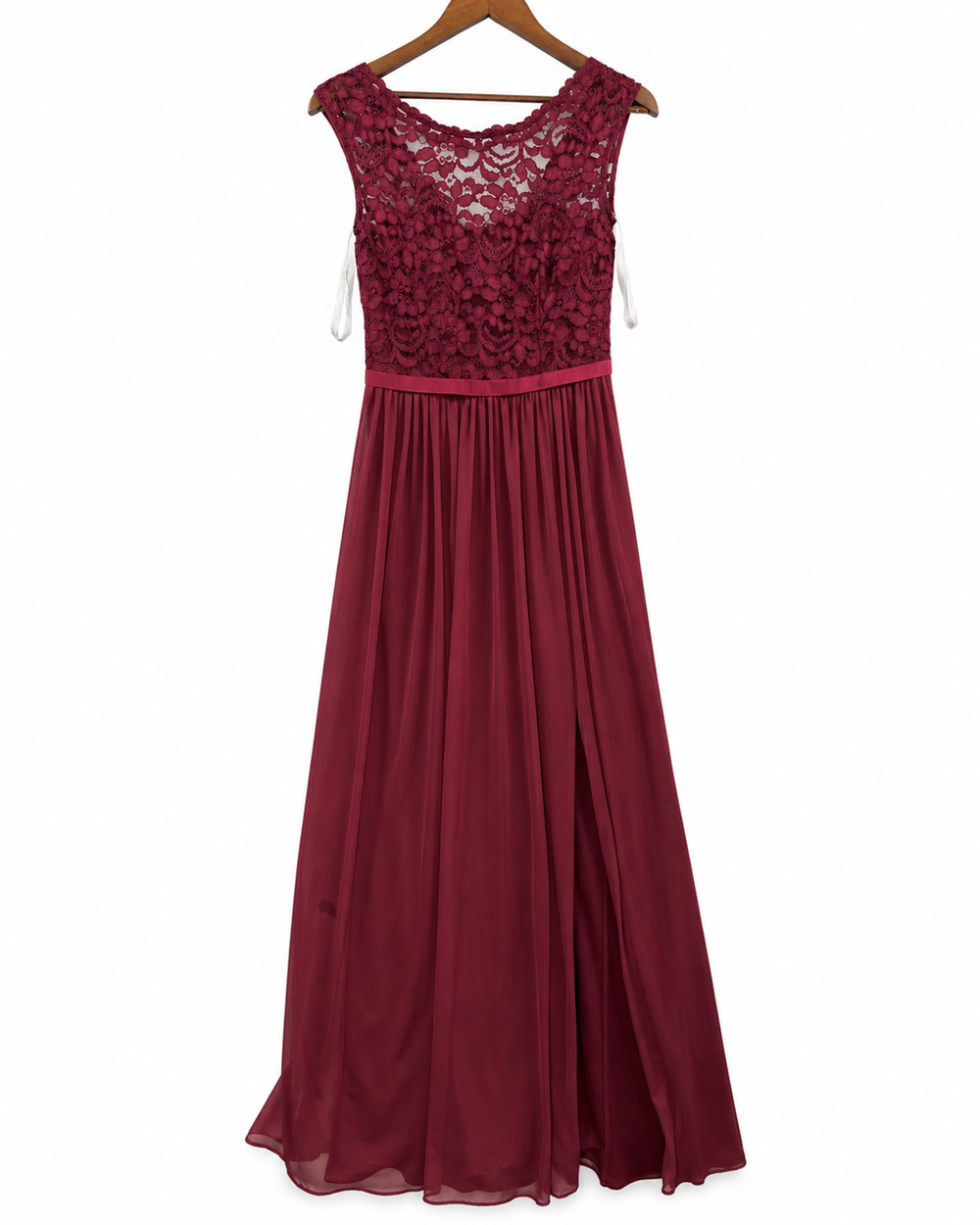 David's Bridal Floral Lace Cocktail Dress Size 2 Maroon Romantic Wedding